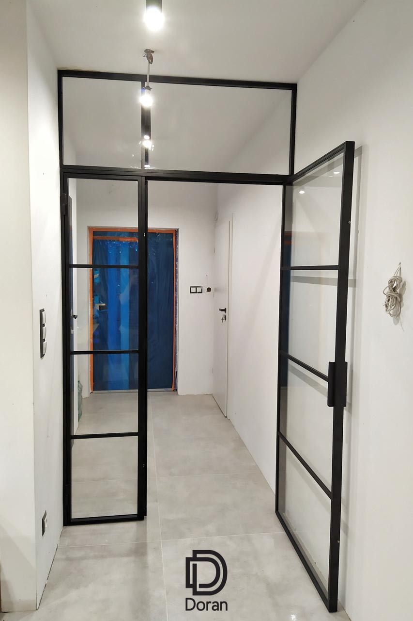 Stalowe drzwi dwuskrzydłowe szklane w metalowej ramie - Jamno (1)