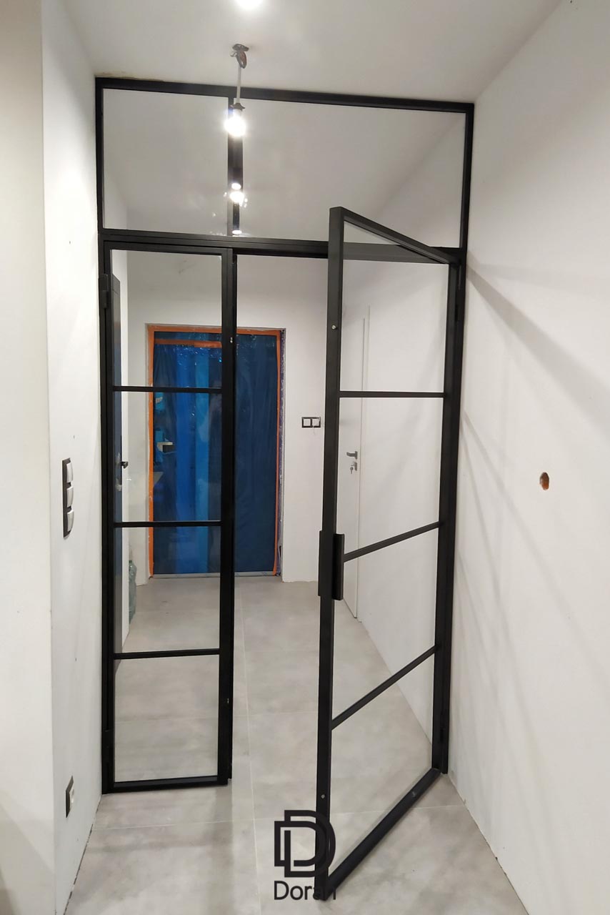 Stalowe drzwi dwuskrzydłowe szklane w metalowej ramie - Jamno (2)