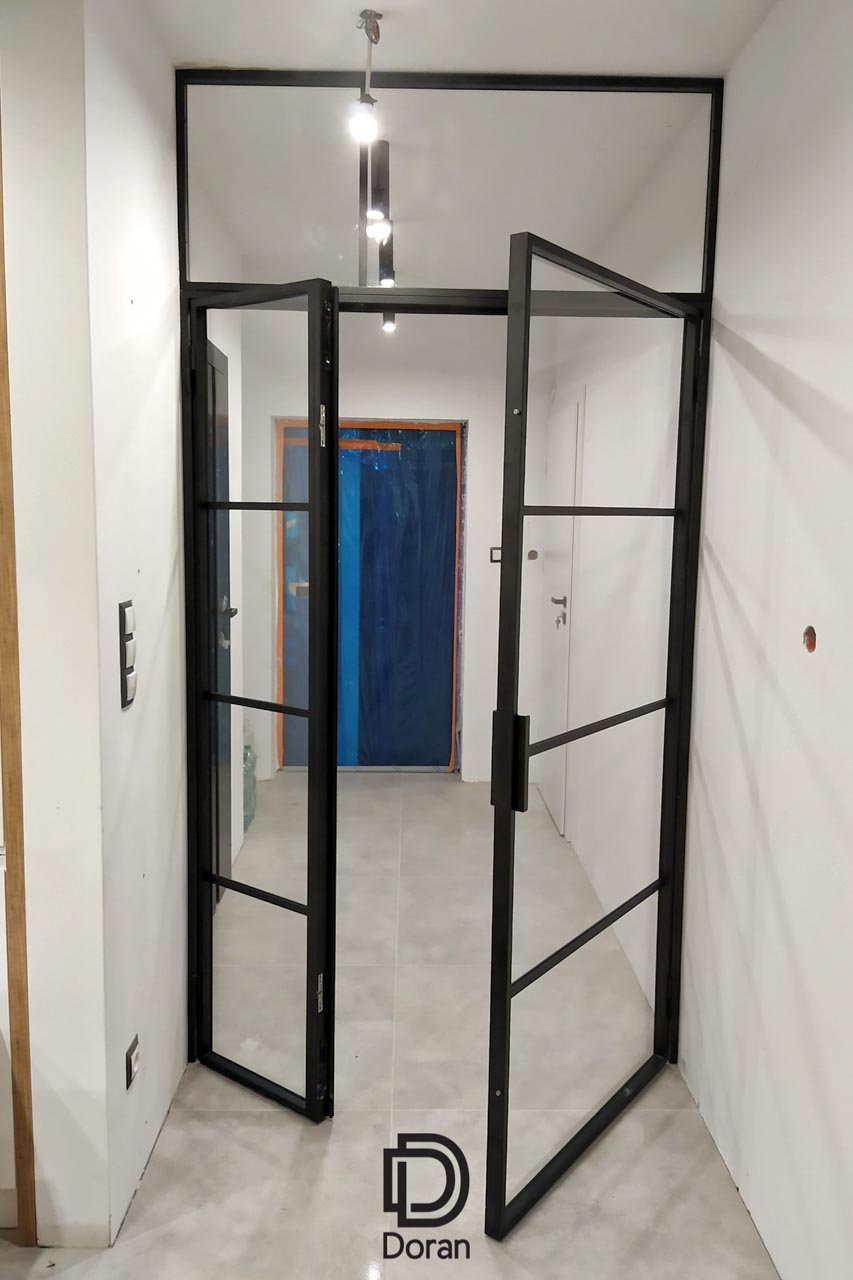 Stalowe drzwi dwuskrzydłowe szklane w metalowej ramie - Jamno (6)